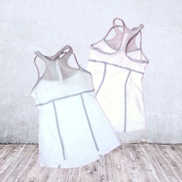 Pretty Lululemon Petal Pace White Tank Top With Mesh Neckline - Picture 5 of 9